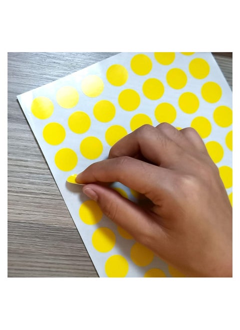 Yellow colored circular sticky stickers for writing letters and symbols, suitable for classrooms and offices, size 1 cm, 1050 pieces, yellow color printed from Up to Date Egypt 01222143812