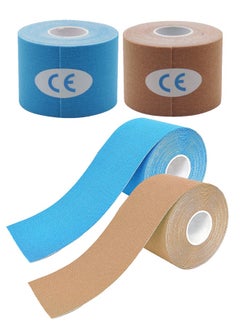 Kinesiology Tape Elastic Kinesiology Therapeutic Athletic Tape Hypoallergenic Breathable Cotton Sports Muscle Tape Therapy Recovery Support for Knee Shoulder Ankle Elbow Shin 2 Roll