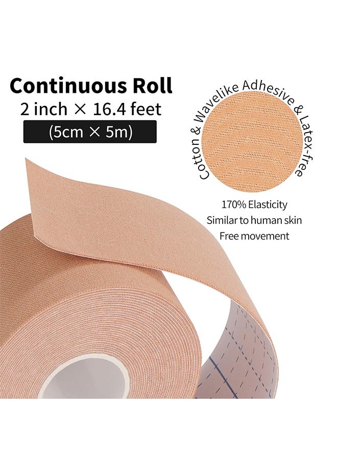 HS - Kinesiology Tape Elastic Kinesiology Therapeutic Athletic Tape Hypoallergenic Breathable Cotton Sports Muscle Tape Therapy Recovery Support for Knee Shoulder Ankle Elbow Shin 2 Roll - Image 1
