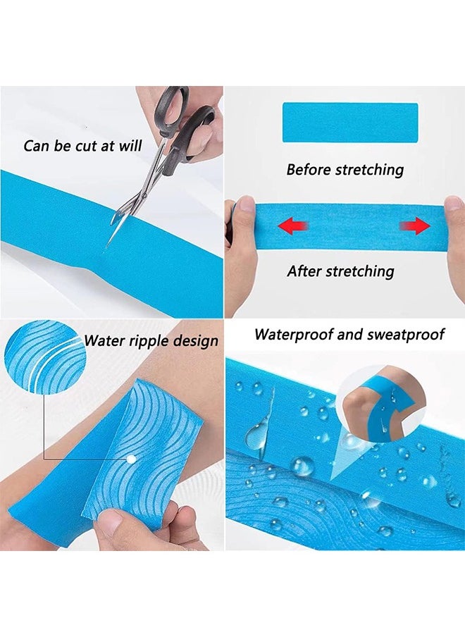 HS - Kinesiology Tape Elastic Kinesiology Therapeutic Athletic Tape Hypoallergenic Breathable Cotton Sports Muscle Tape Therapy Recovery Support for Knee Shoulder Ankle Elbow Shin 2 Roll - Image 1