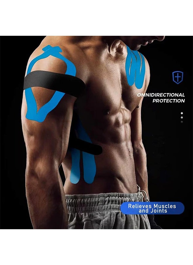 HS - Kinesiology Tape Elastic Kinesiology Therapeutic Athletic Tape Hypoallergenic Breathable Cotton Sports Muscle Tape Therapy Recovery Support for Knee Shoulder Ankle Elbow Shin 2 Roll - Image 1