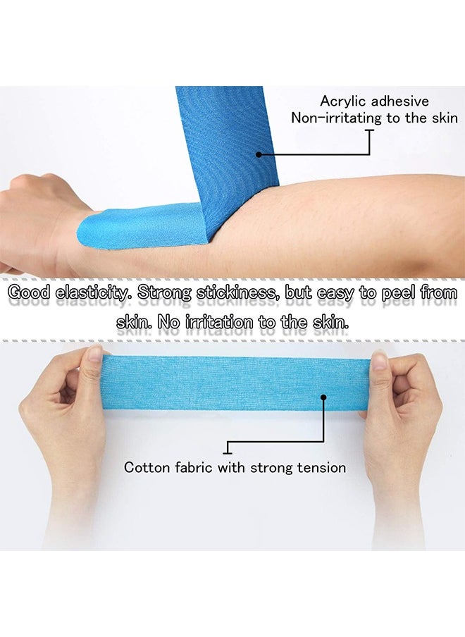 HS - Kinesiology Tape Elastic Kinesiology Therapeutic Athletic Tape Hypoallergenic Breathable Cotton Sports Muscle Tape Therapy Recovery Support for Knee Shoulder Ankle Elbow Shin 2 Roll - Image 1