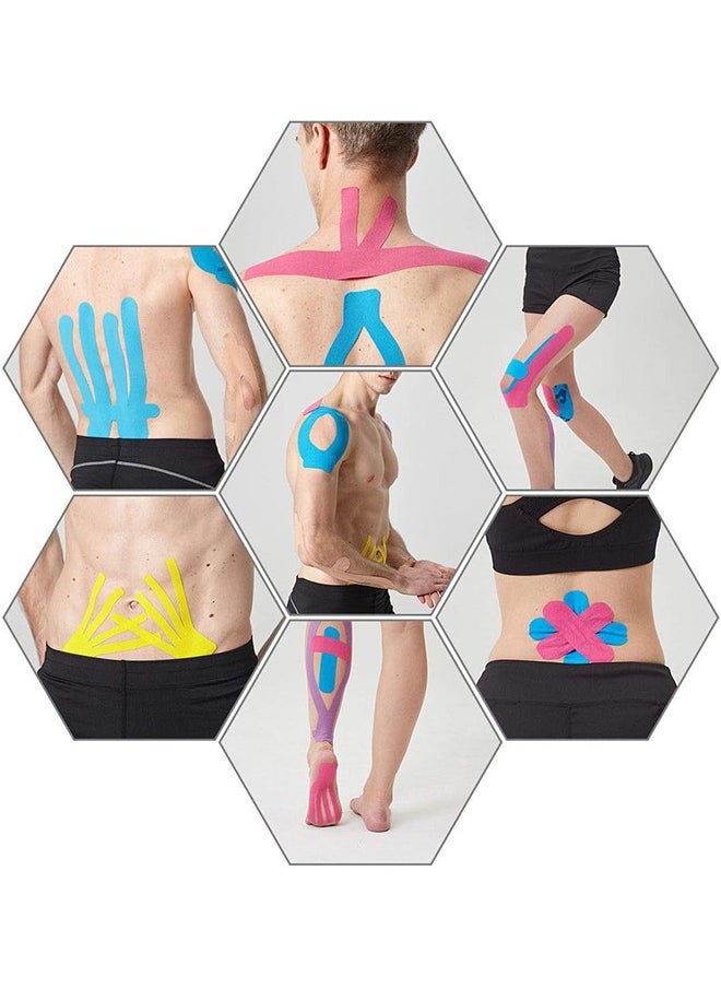 HS - Kinesiology Tape Elastic Kinesiology Therapeutic Athletic Tape Hypoallergenic Breathable Cotton Sports Muscle Tape Therapy Recovery Support for Knee Shoulder Ankle Elbow Shin 2 Roll - Image 1