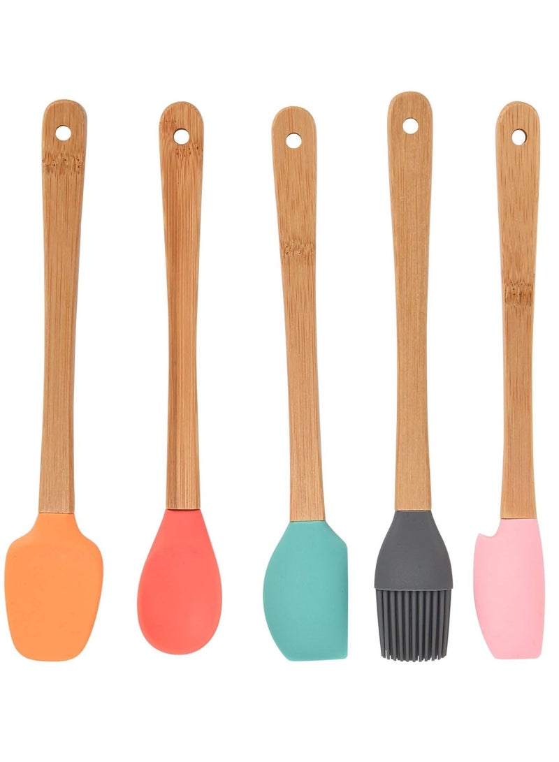 Y&D Pack of 5 Mini Silicone Spatula Set Kitchen Utensils Small Scraper High Heat Resistant BPA Free Durable Spatulas for Eggs Pancakes BBQ - Image 1