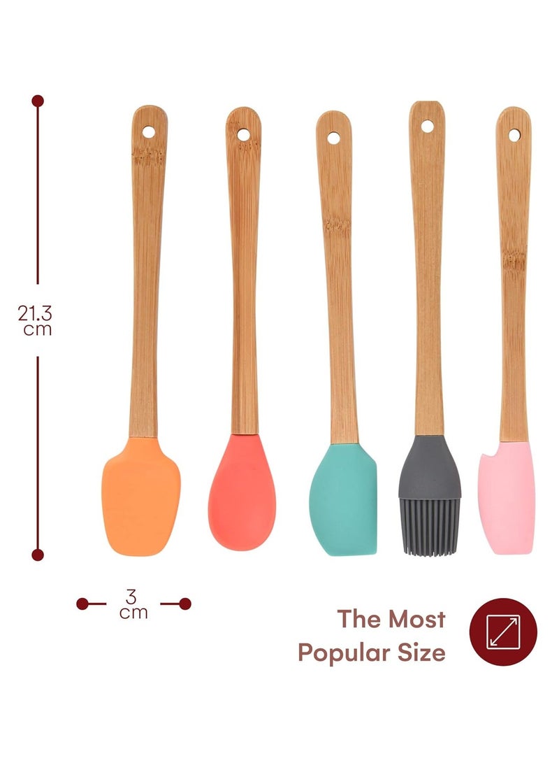 Y&D Pack of 5 Mini Silicone Spatula Set Kitchen Utensils Small Scraper High Heat Resistant BPA Free Durable Spatulas for Eggs Pancakes BBQ - Image 4