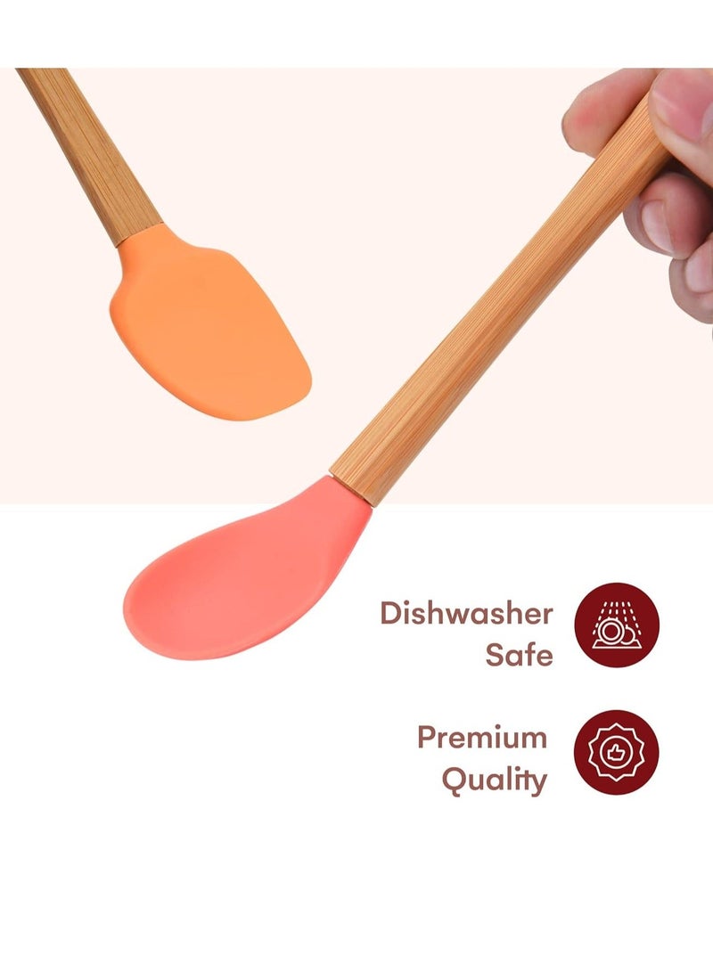 Y&D Pack of 5 Mini Silicone Spatula Set Kitchen Utensils Small Scraper High Heat Resistant BPA Free Durable Spatulas for Eggs Pancakes BBQ - Image 2