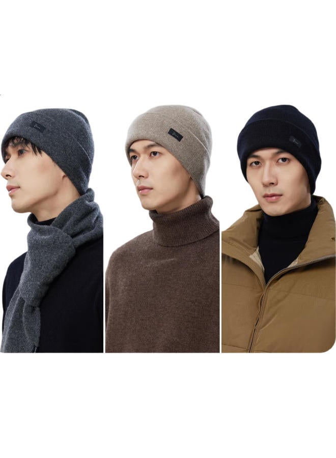 JIUMU Pure Wool Hat For Men, Autumn And Winter Warm Knitted Cap, Men'S Winter Hat, Knitted Beanie, Cold-Proof Ear-Covering Hat For Winter - Image 3