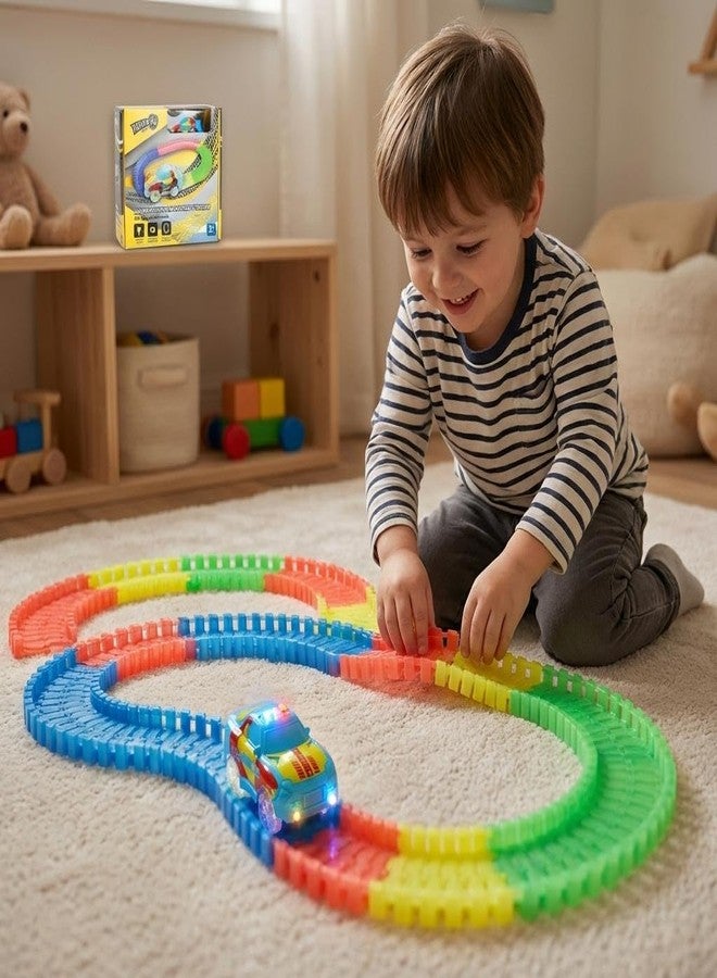 Hamleys Amazing Tracks Set - 132 Pieces Multicolor Trackset for Kids Ages 3Y+ - Flexible & Glow-in-The-Dark Track Toy with Car - Creative STEM Racing Set for Toddlers - Easy to Build & Play - Image 2