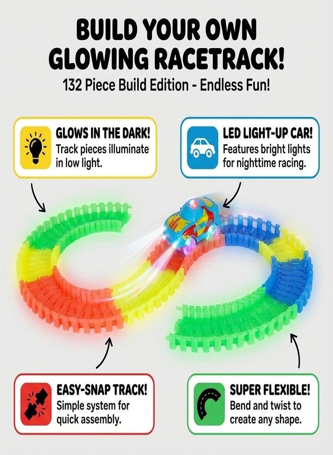 Hamleys Amazing Tracks Set - 132 Pieces Multicolor Trackset for Kids Ages 3Y+ - Flexible & Glow-in-The-Dark Track Toy with Car - Creative STEM Racing Set for Toddlers - Easy to Build & Play - Image 3