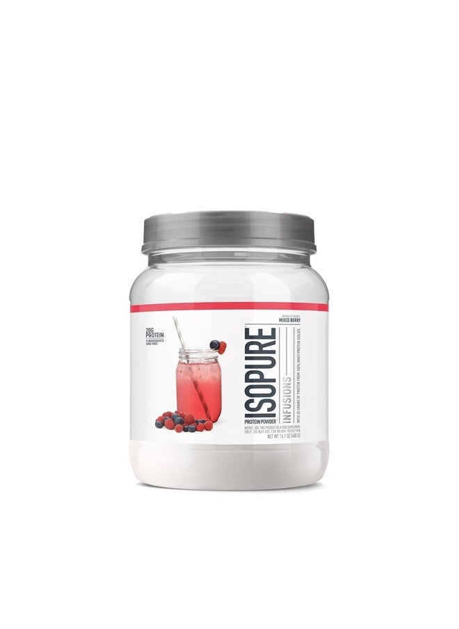 Isopure Protein Powder, Clear Whey Isolate Protein, Post Workout Recovery Drink Mix, Gluten Free with Zero Added Sugar, Infusions- Mixed Berry, 16 Servings  - Image 1