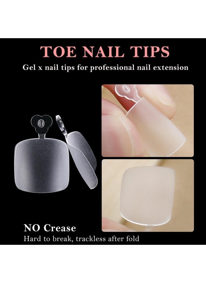 Addfavor 240Pcs Toe Nail Tips Matte Soft Gel X Toenail Tips Full Cover Square Acrylic Artificial False Fake Toe Nails Tips For Salon And Home Foot Pedicure Manicure  - Image 4