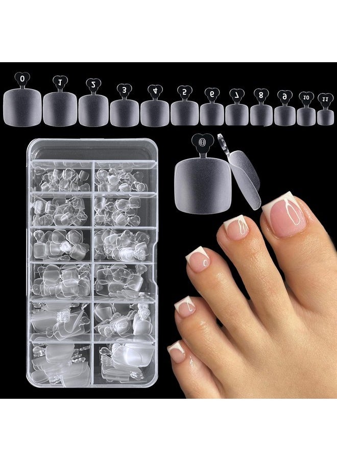 Addfavor 240Pcs Toe Nail Tips Matte Soft Gel X Toenail Tips Full Cover Square Acrylic Artificial False Fake Toe Nails Tips For Salon And Home Foot Pedicure Manicure  - Image 1