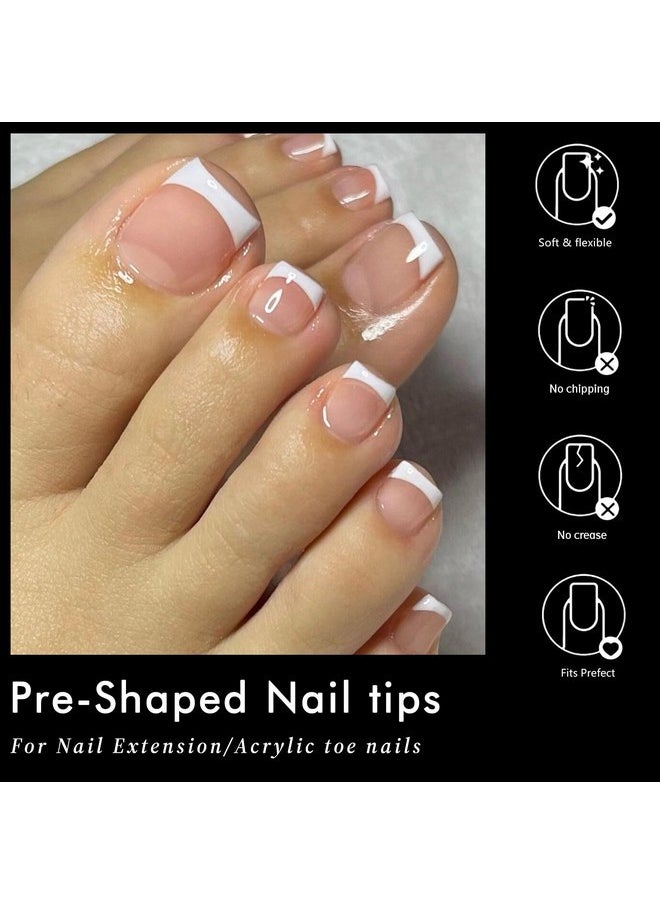 Addfavor 240Pcs Toe Nail Tips Matte Soft Gel X Toenail Tips Full Cover Square Acrylic Artificial False Fake Toe Nails Tips For Salon And Home Foot Pedicure Manicure  - Image 2