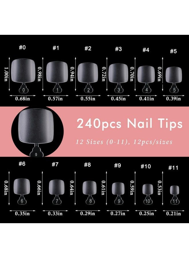 Addfavor 240Pcs Toe Nail Tips Matte Soft Gel X Toenail Tips Full Cover Square Acrylic Artificial False Fake Toe Nails Tips For Salon And Home Foot Pedicure Manicure  - Image 3