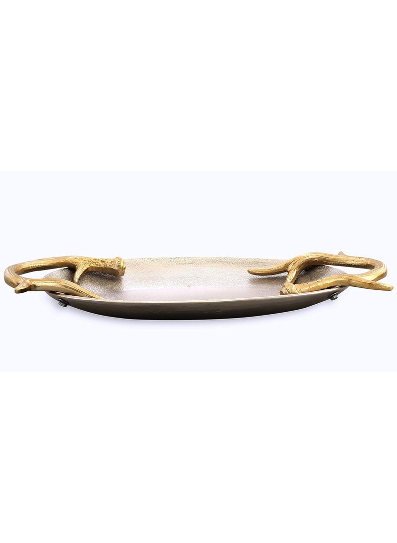 GRD International GRD International Gold and Silver Finish Aluminum Serving Tray Serving Tray for Dining Table Serving Tray for Restaurant Size 21L x 108W Inch Weight 2 Kg  - Image 5