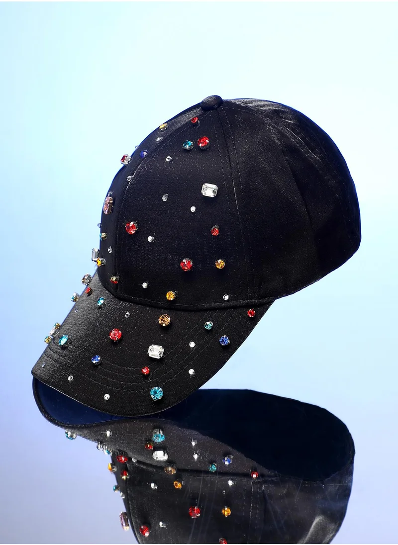 صوص هاوت Women's Embellished Drops Baseball Cap - Onyx Black