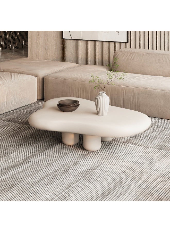 Al Home Modern Off-White Artificial Marble Stone Center Table By Alhome 100x45 cm - Image 3