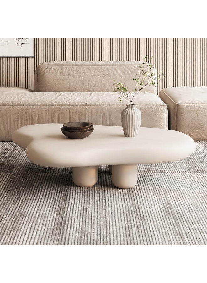 Al Home Modern Off-White Artificial Marble Stone Center Table By Alhome 100x45 cm - Image 2