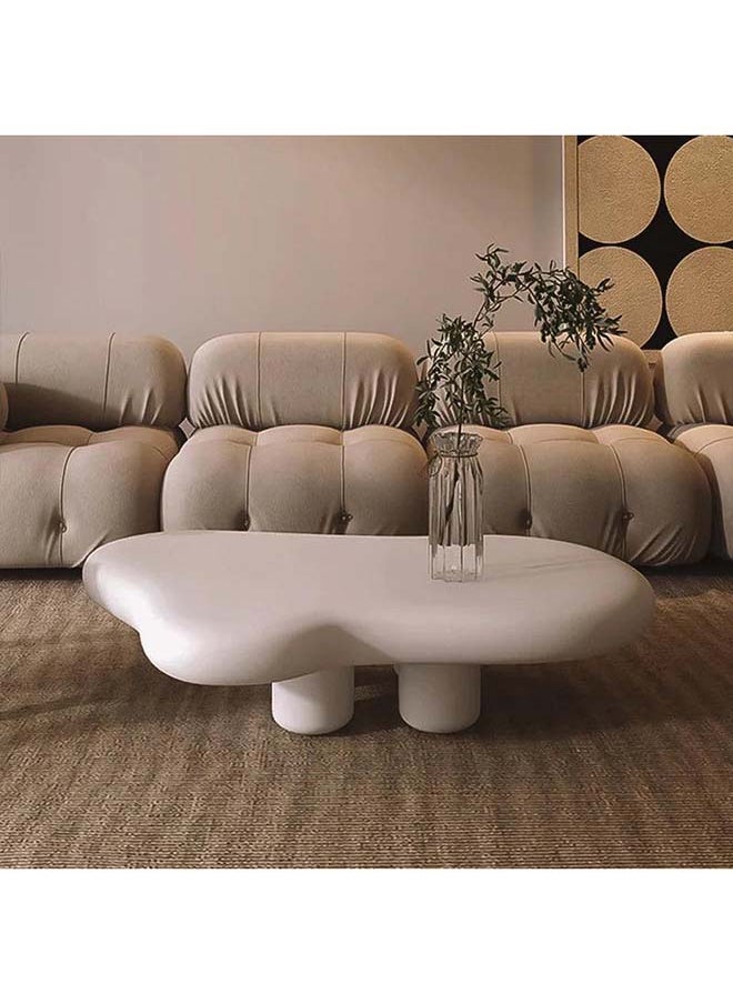 Al Home - Modern Off-White Artificial Marble Stone Center Table By Alhome 100x45 cm - Image 1