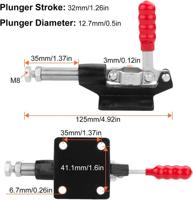 FengWu 4 PCS Push Pull Adjustable Toggle Clamp, Quick Release Hand Tool for Woodworking, 500Lbs Holding Capacity Toggle Latch, GH-305C Stroke Clamp for Welding, 32MM - Image 2