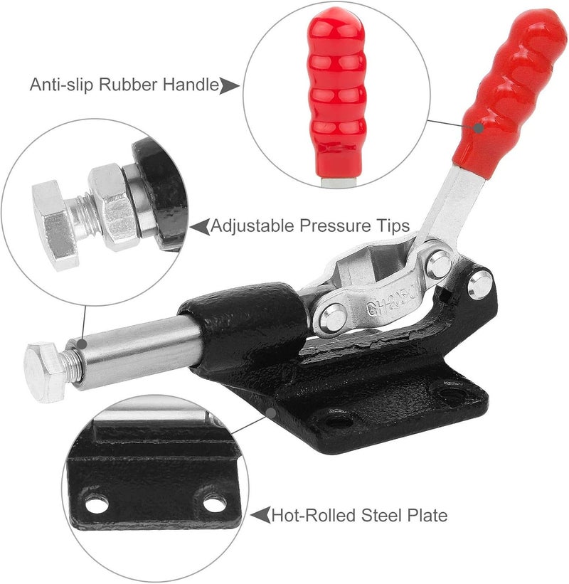 FengWu 4 PCS Push Pull Adjustable Toggle Clamp, Quick Release Hand Tool for Woodworking, 500Lbs Holding Capacity Toggle Latch, GH-305C Stroke Clamp for Welding, 32MM - Image 3
