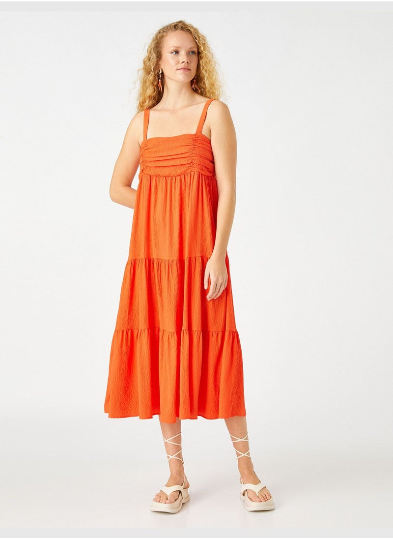 KOTON Strappy Midi Dress Drape Detail  - Image 3