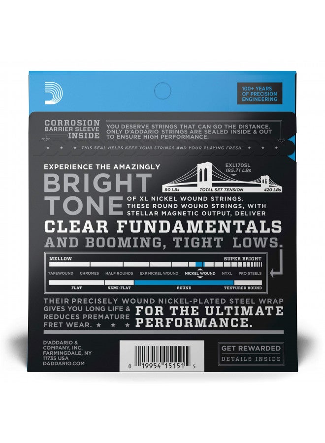 D'Addario أوتار جيتار البيس من د'أداريو - أوتار بيز نيكل XL - EXL170SL - نغمة مثالية، إحساس متسق، متانة قوية - لجيتارات البيس ذات 4 أوتار - 45-100 خفيف عادي، مقياس طويل جداً - Image 2