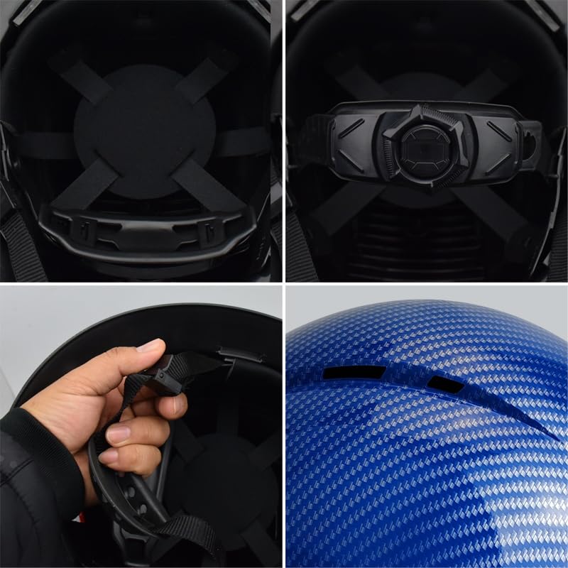 TOKISHI Full Brim Hard Hat - OSHA Safety Helmet Durable Lightweight Carbon Fiber Hard Hat for Construction, 6-Point Ratchet Suspension Protective Gear for Men and Women (Brilliant Blue, Standard) - Image 4
