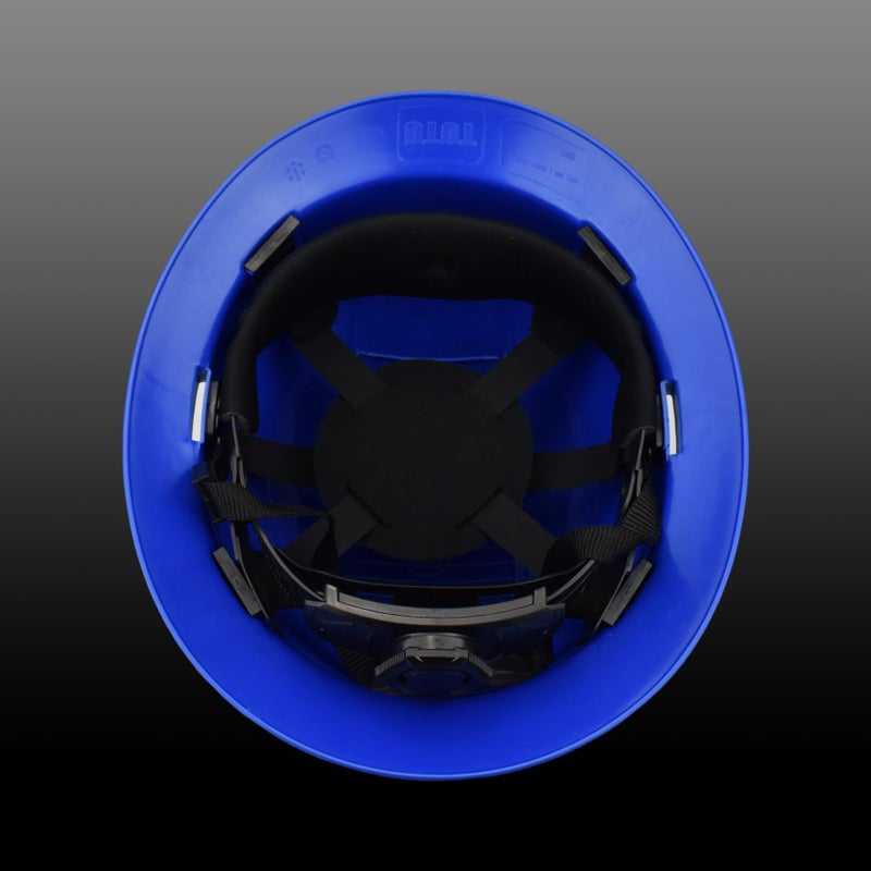 TOKISHI Full Brim Hard Hat - OSHA Safety Helmet Durable Lightweight Carbon Fiber Hard Hat for Construction, 6-Point Ratchet Suspension Protective Gear for Men and Women (Brilliant Blue, Standard) - Image 3