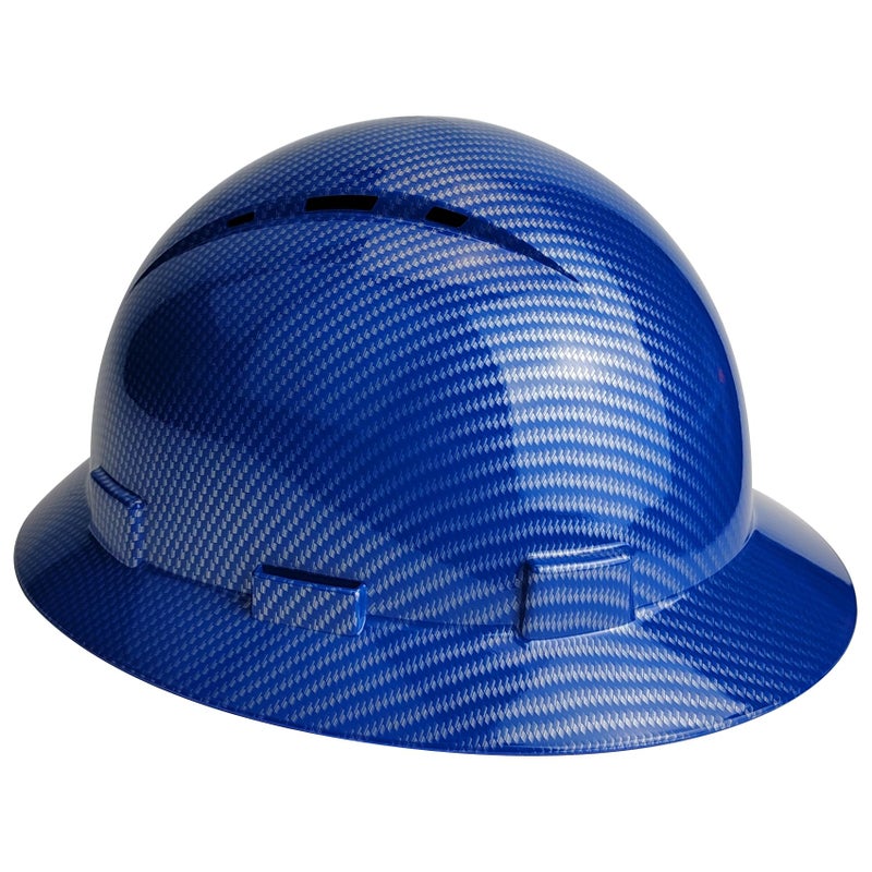 TOKISHI Full Brim Hard Hat - OSHA Safety Helmet Durable Lightweight Carbon Fiber Hard Hat for Construction, 6-Point Ratchet Suspension Protective Gear for Men and Women (Brilliant Blue, Standard) - Image 1