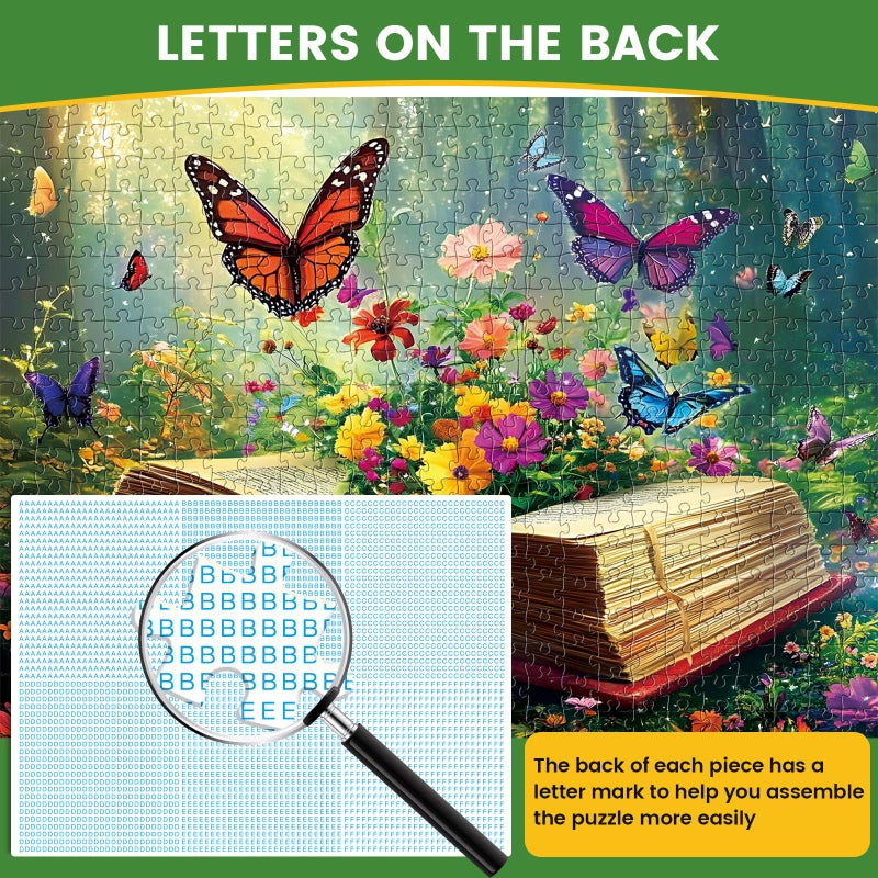 DAGIRT Jigsaw Puzzle 500 Pieces,Flowers Book 500 Piece Puzzles for Adults Seniors Recycled Cardboard Adult Jigsaw Puzzle 500 Piece Activities Great Gift for Friends 20.5 * 15 Inch - Image 3