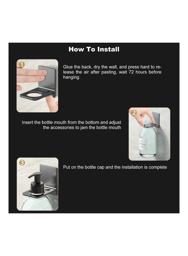 SYOSI حامل زجاجات لاصق 2 قطعة، حامل مثبت على الحائط بدون حفر، حامل شامبو في الحمام، حامل زجاجة شامبو قابل للإزالة، مثبت زجاجة شامبو على الحائط لحمام المطبخ - Image 5