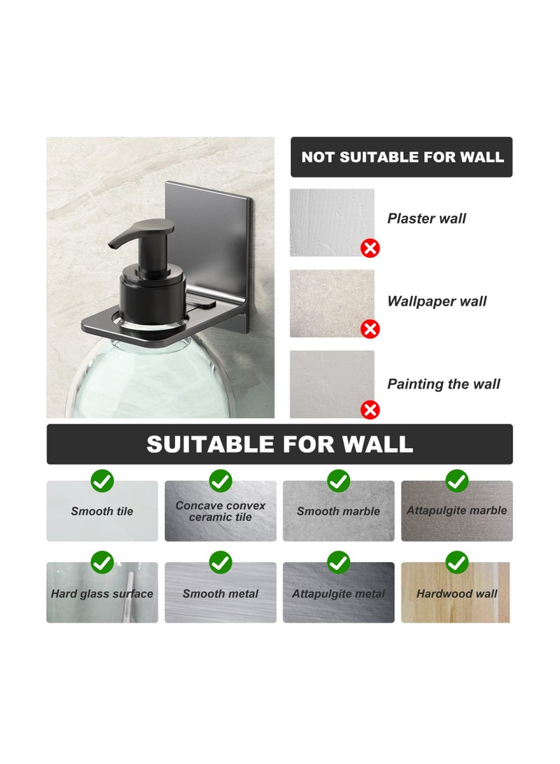 SYOSI حامل زجاجات لاصق 2 قطعة، حامل مثبت على الحائط بدون حفر، حامل شامبو في الحمام، حامل زجاجة شامبو قابل للإزالة، مثبت زجاجة شامبو على الحائط لحمام المطبخ - Image 2