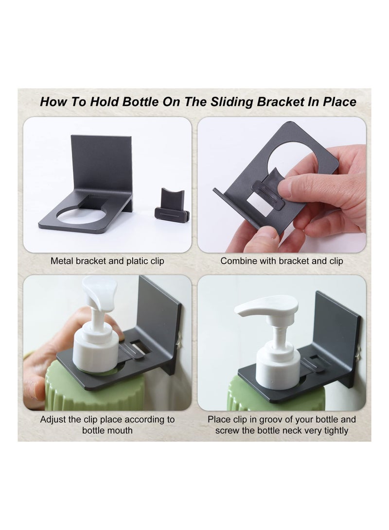 SYOSI حامل زجاجات لاصق 2 قطعة، حامل مثبت على الحائط بدون حفر، حامل شامبو في الحمام، حامل زجاجة شامبو قابل للإزالة، مثبت زجاجة شامبو على الحائط لحمام المطبخ - Image 3