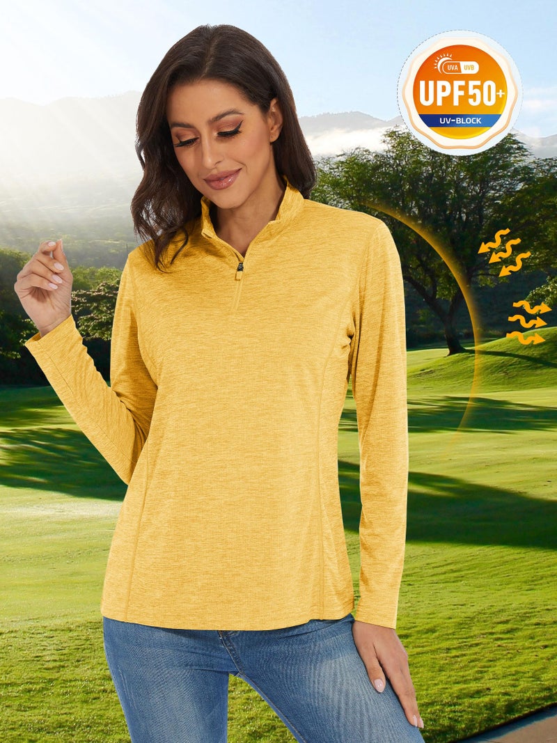 MAGCOMSEN Athletic Shirts for Women Shirts for Women Long Sleeve Sun Protection Shirts Summer Running Tops for Women Ginger S - Image 4