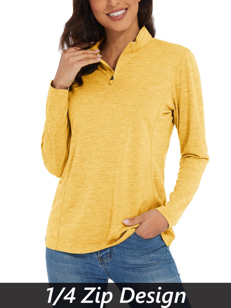 MAGCOMSEN Athletic Shirts for Women Shirts for Women Long Sleeve Sun Protection Shirts Summer Running Tops for Women Ginger S - Image 3
