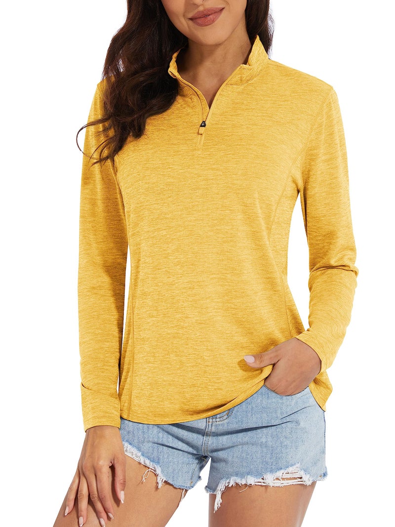 MAGCOMSEN Athletic Shirts for Women Shirts for Women Long Sleeve Sun Protection Shirts Summer Running Tops for Women Ginger S - Image 1