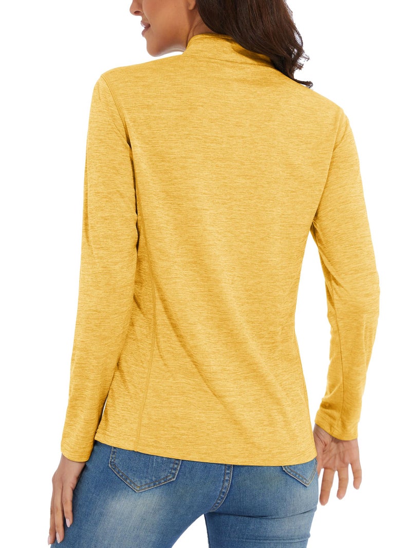 MAGCOMSEN Athletic Shirts for Women Shirts for Women Long Sleeve Sun Protection Shirts Summer Running Tops for Women Ginger S - Image 2