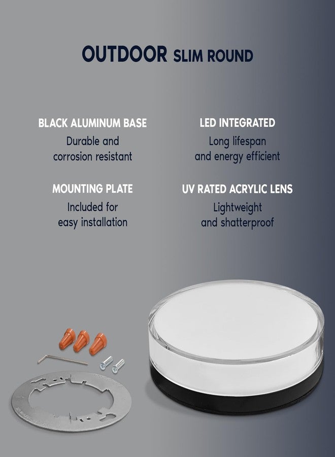 LUXRITE Slim 7 Inch LED Outdoor Flush Mount Light, 15W, 1000LM, 5CCT 2700K 3000K 3500K 4000K 5000K, Dimmable LED Ceiling Light, IP65 Waterproof, ETL Listed, Indoor Outdoor - Black - Image 4