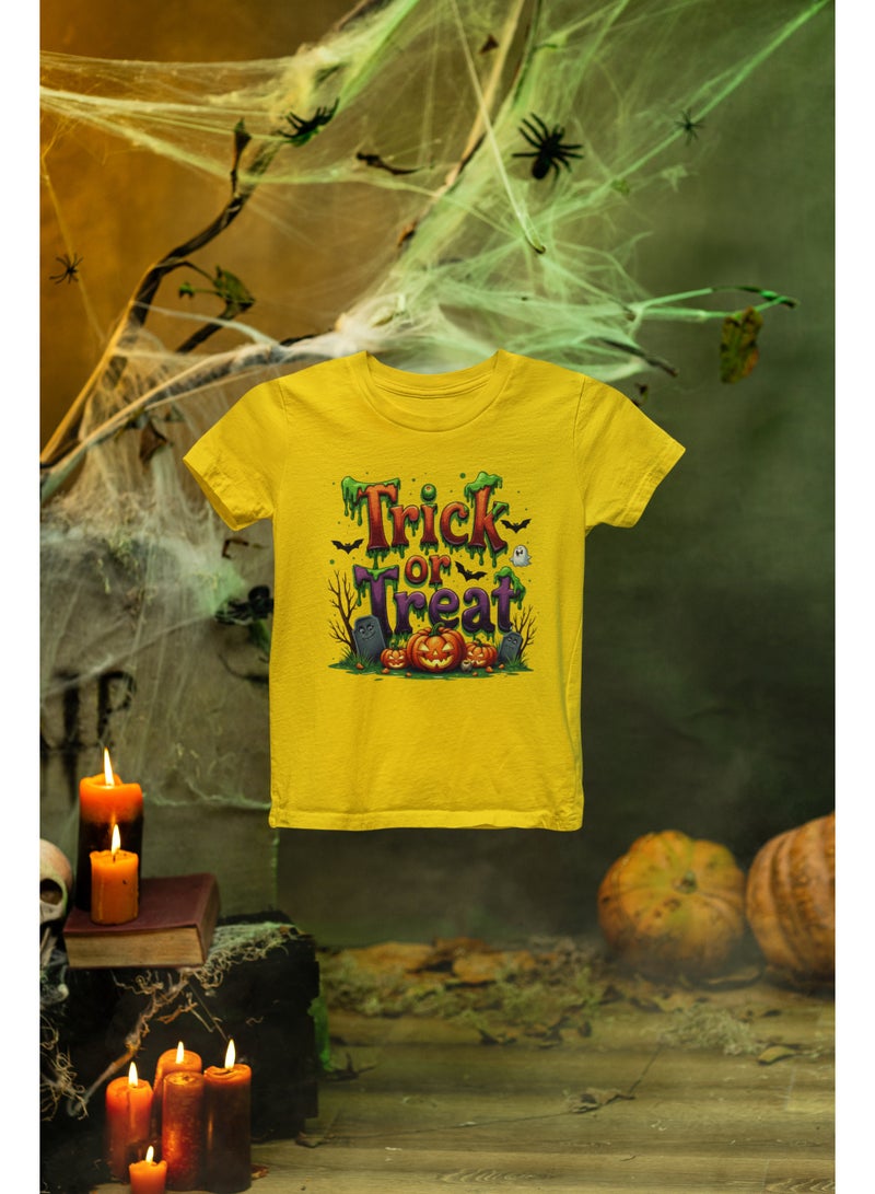 ZOOM Kids Halloween T-Shirt with Cute Ghost and Pumpkin Design