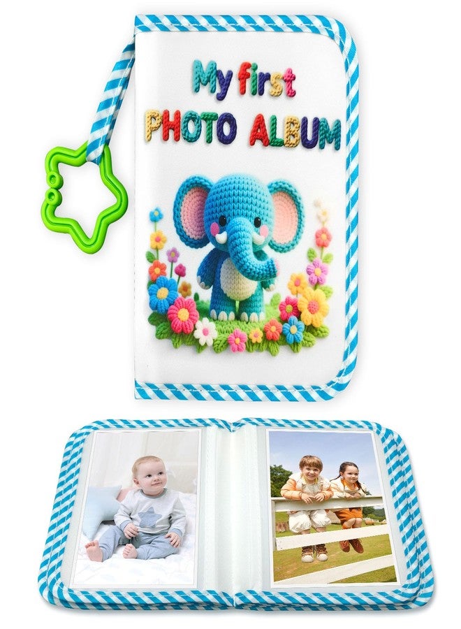 Jenlan Elephant Baby Photo Album - My First Family Album Book Holds 17 4x6 Photos | Soft Cloth Baby Memory Book for Newborn Toddlers, Baby Shower Birthday Gifts, Keepsake for First Year Milestones - Image 1