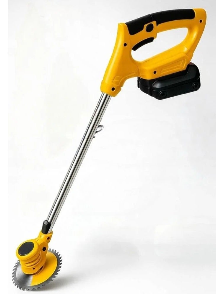 DENX Cordless Rechargeable Electric Lawn Mower - 21V, 650W, 2 Batteries, Fast Charger, 8500 RPM, Ergonomic and Lightweight Design, 3 Multi-Use Blades, High-Efficiency Motor, Powerful Battery, Built-in Safety System, Adjustable Length, Easy Assembly - Ideal for precise and easy weed trimming and garden cleaning - Image 1