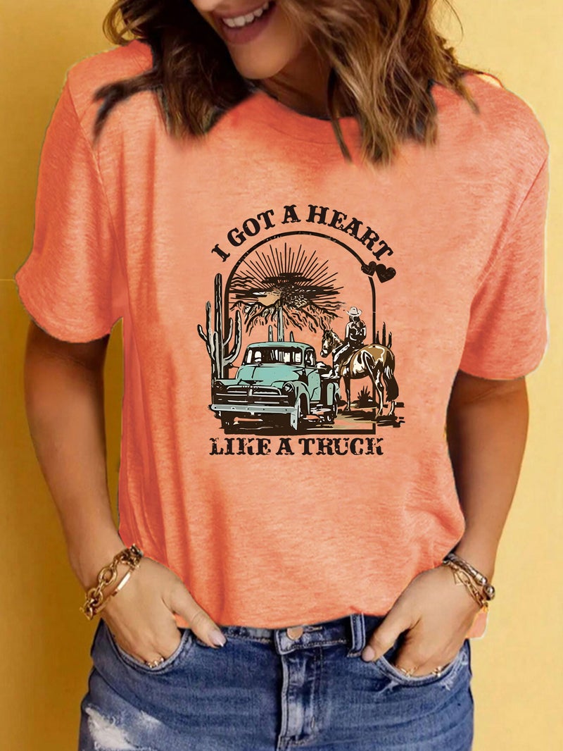 Summer Women'S Clothing Pattern Printing Round Neck Short Sleeve T-Shirt Casual Fashion Explosion T-Shirt - Image 2