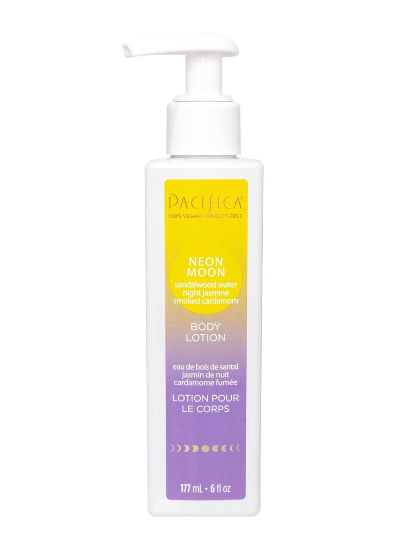 Pacifica Pacifica Beauty Neon Moon Body Lotion, Bath and Body, Sandalwood, Jasmine, Cardamom, Shea Butter, Lightweight, Hydrating, Hand Lotion, Fragrances, Body Moisturizer, Body Care, Vegan, 6 fl oz (1 Count)  - Image 1