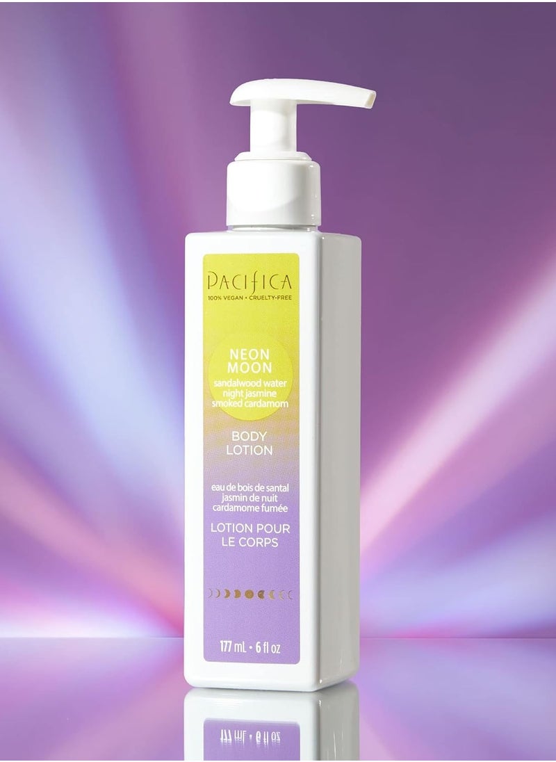 Pacifica Pacifica Beauty Neon Moon Body Lotion, Bath and Body, Sandalwood, Jasmine, Cardamom, Shea Butter, Lightweight, Hydrating, Hand Lotion, Fragrances, Body Moisturizer, Body Care, Vegan, 6 fl oz (1 Count)  - Image 2