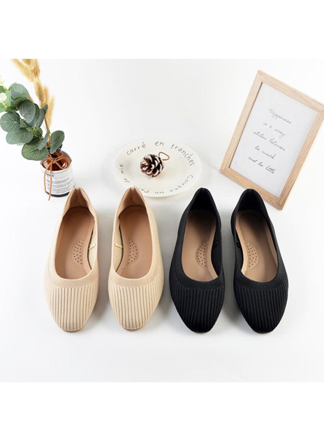 Footoppo Women's Knitted Soft Sole Work Shoes Slip-on Breathable Comfortable Elderly Cloth Shoes Lightweight Spring Autumn Work Shoes - Image 2