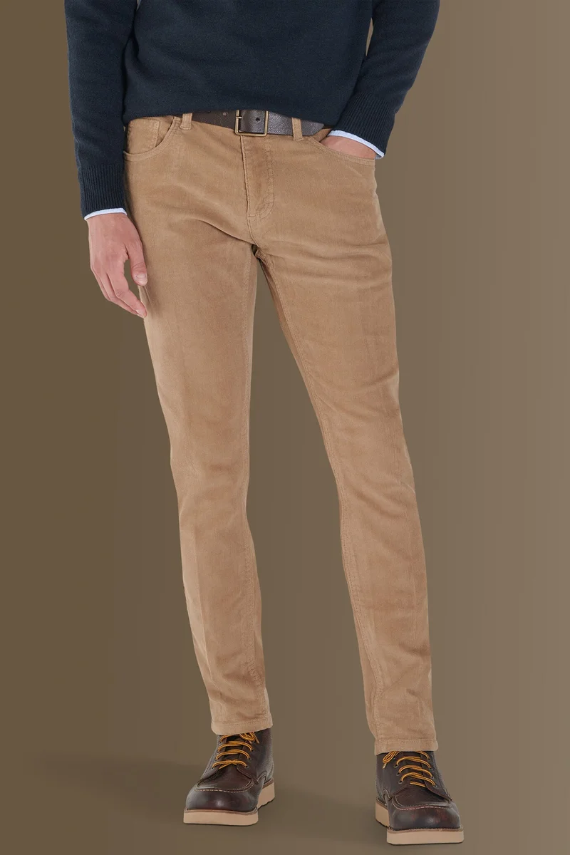دوبل غانغر 5 pockets trousers wales corduroy - Beige