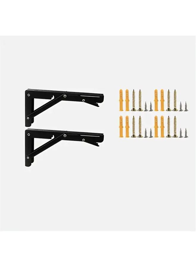 16 Inch Black Folding Shelf Bracket 2pcs Set Heavy Duty Stainless Steel 110 LB Capacity - Image 1