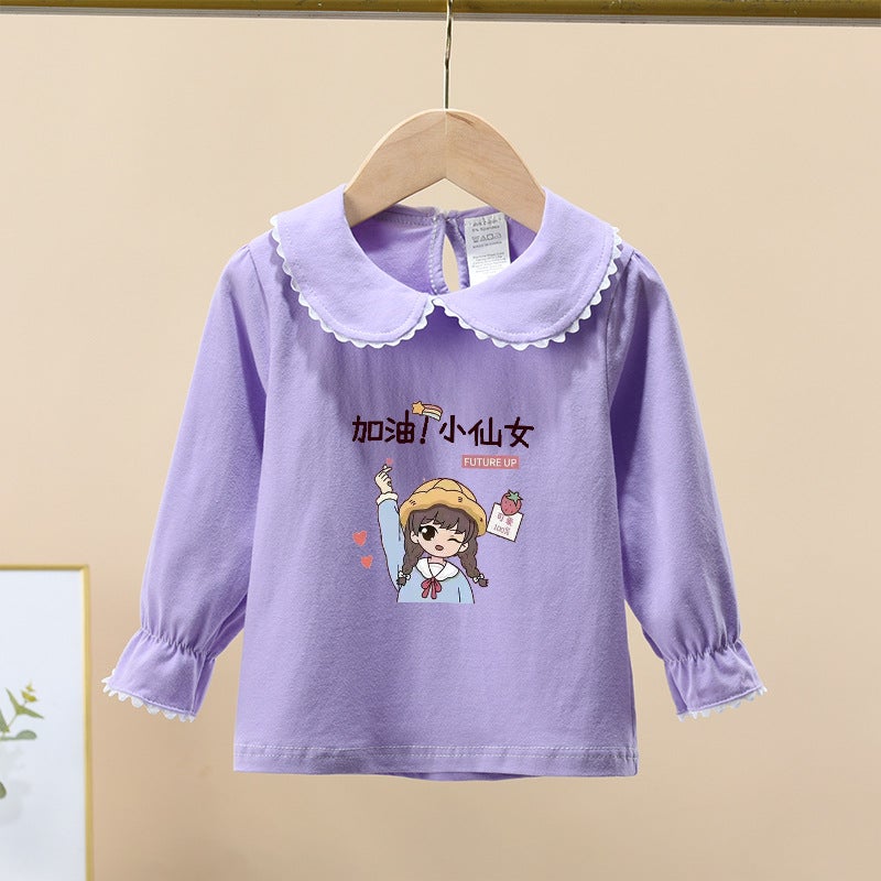 Baby Clothes Western Style Pure Cotton Long-Sleeved T-Shirt Autumn Clothes Children'S Baby Girl Children'S Top Base Shirt Trendy - Image 4