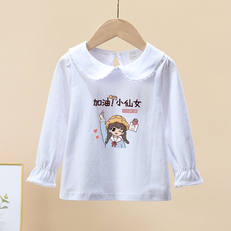Baby Clothes Western Style Pure Cotton Long-Sleeved T-Shirt Autumn Clothes Children'S Baby Girl Children'S Top Base Shirt Trendy - Image 5
